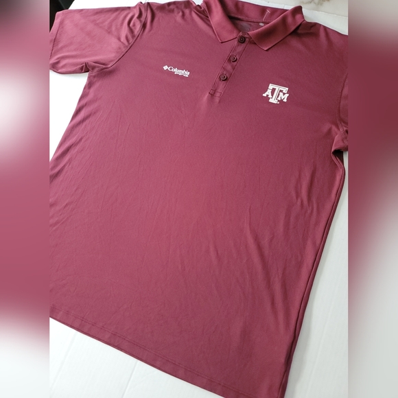 Columbia PFG Omni-Freeze Maroon Texas A&M Aggies NCAA Polo Shirt Men Size Large - Picture 3 of 10